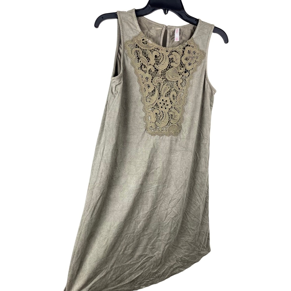 Xhilaration Boho Crochet Lace Shift Dress Sage Sleeveless Cottagecore Festival S